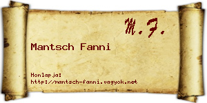 Mantsch Fanni névjegykártya